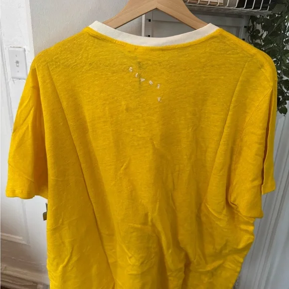 Clare V. Bright Yellow Short-Sleeve Crew with White Trim - Picture 3 of 3
